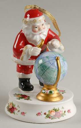 Old Country Roses Santa Musical Ornament