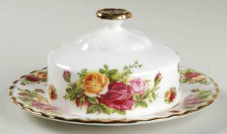 Old Country Roses Round Covered Butter (Uses Bread & Butter Plate) by Royal Albert