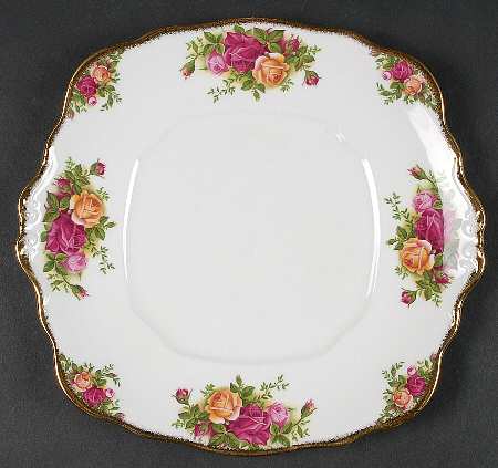 Old Country Roses Square Handled Cake Plate