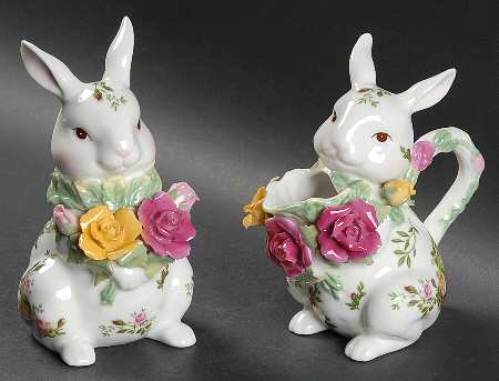 Old Country Roses Figural Creamer & Sugar Set