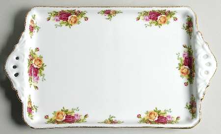 Old Country Roses 15" Rectangular Handled Tray