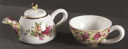 Old Country Roses Individual Teapot & Lid with Cup
