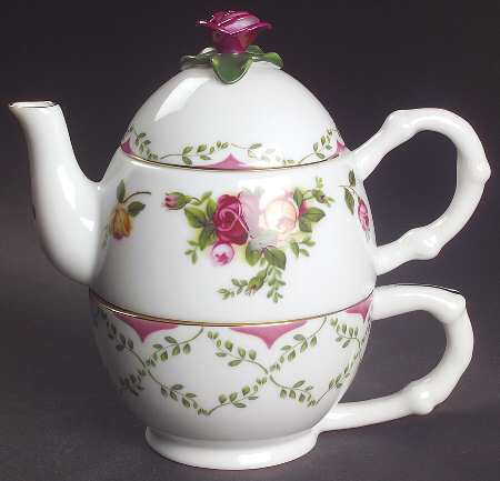 Old Country Roses Individual Teapot & Lid with Cup
