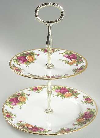 Old Country Roses 2 Tiered Serving Tray (Dinner&Bread/Butter Plate)