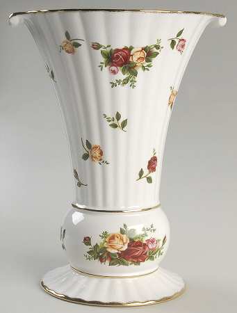 Old Country Roses 10" Fluted Vase by Royal Albert