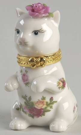 Old Country Roses Cat Shaped Hinged Box by Royal Albert