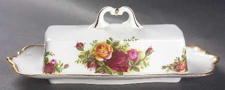 Old Country Roses Rectangular Covered Butter