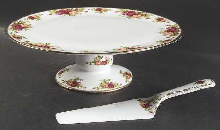 Old Country Roses Footed Cake Plate & Server (Boxed)