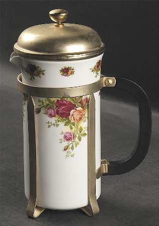 Old Country Roses Coffee Press with Ceramic Base & Metal Holder