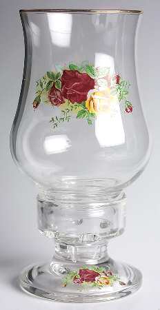 Old Country Roses (2 Piece) Glassware Hurricane Lamp