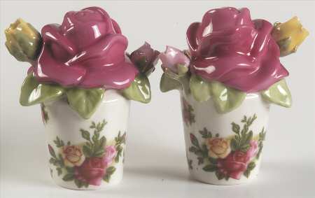 Old Country Roses Sculpted Salt & Pepper Set by Royal Albert