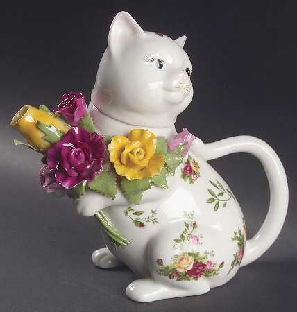 Old Country Roses Figural Teapot & Lid