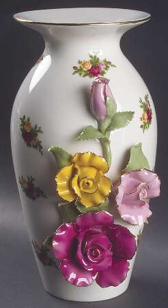 Old Country Roses 9" Sculptured Vase