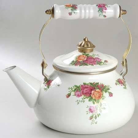 Old Country Roses Metal Kettle & Lid