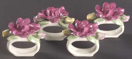 Old Country Roses Sculpted Napkin Ring - Set of 4