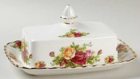 Old Country Roses Rectangular Covered Butter by Royal Albert
