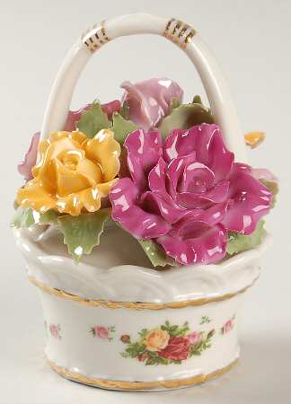 Old Country Roses Small Round Musical Basket
