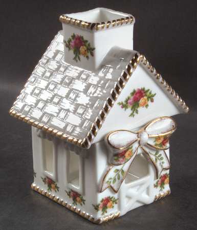 Old Country Roses 2 Piece Figural Cottage Candle House
