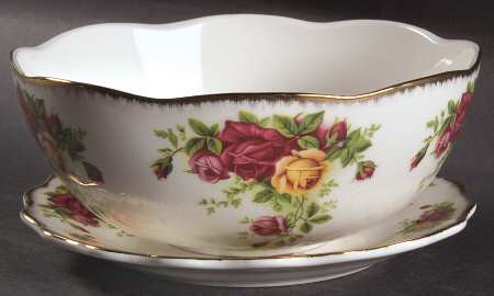 Old Country Roses Pierced Berry Bowl and Underplate by Royal Albert