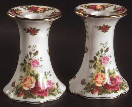 Old Country Roses 4" Candlestick - Set of 2