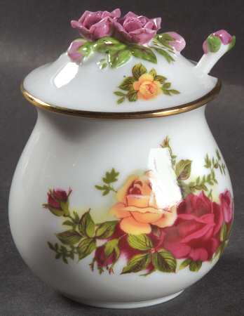 Old Country Roses Jam/Jelly & Lid W/Spoon