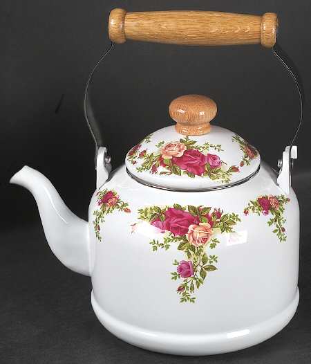Old Country Roses Metal Kettle & Lid