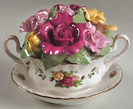 Old Country Roses Musical Cup of Soup Bouquet by Royal Albert