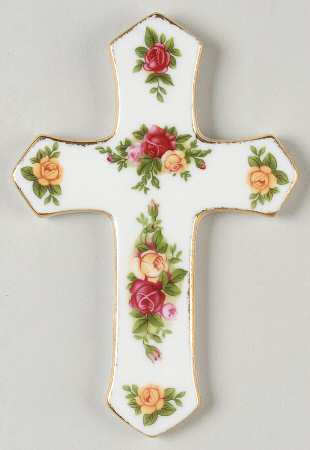 Old Country Roses 5" Ceramic Cross by Royal Albert
