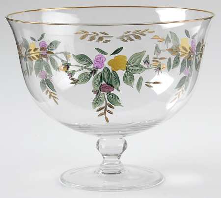 Old Country Roses Glassware-Compote Hand Painted (Height X Width)