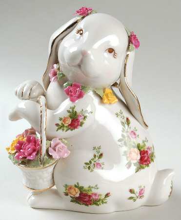 Old Country Roses Medium Rabbit Figurine
