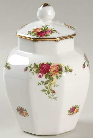 Old Country Roses Hexagonal Vase with Lid by Royal Albert