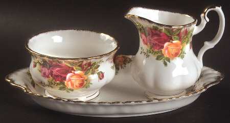 Old Country Roses Mini Creamer&Open Sugar w/Tray (CRM+SUOM1+CSTMT2)