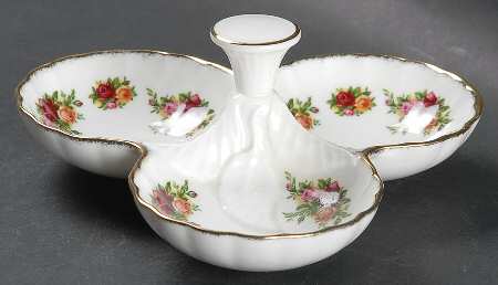 Old Country Roses Triple Cavity Server with Center Handle by Royal Albert