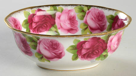 Old English Rose (Brushed Gold Trim) Open Sugar Bowl