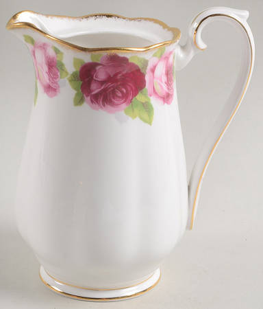 Old English Rose (Brushed Gold Trim) Hot Water Jug No Lid