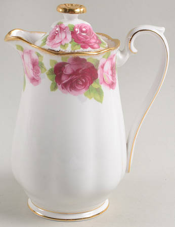Old English Rose (Brushed Gold Trim) Hot Water Jug & Lid