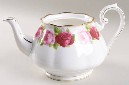 Old English Rose (Brushed Gold Trim) Teapot No Lid