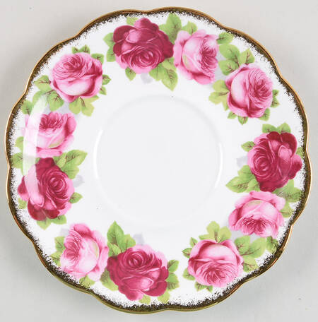 Old English Rose (Brushed Gold Trim) Underplate for Gravy Boat