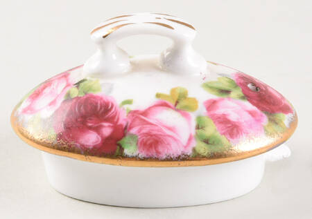Old English Rose (Brushed Gold Trim) Lid for Individual Teapot