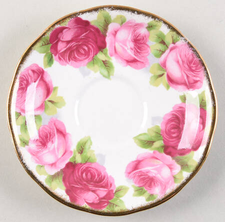 Old English Rose (Brushed Gold Trim) Saucer for Footed Demitasse Cup