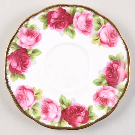 Old English Rose (Brushed Gold Trim) Saucer for Footed Cream Soup Bowl