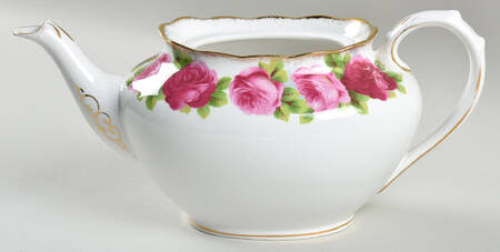 Old English Rose (Brushed Gold Trim) Teapot No Lid