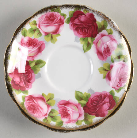 Old English Rose (Brushed Gold Trim) Saucer for Footed Cup