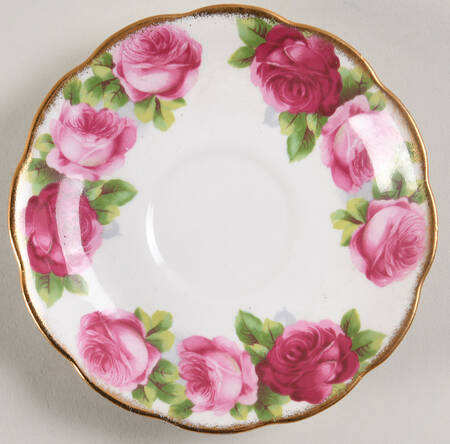 Old English Rose (Brushed Gold Trim) Saucer for Footed Cup