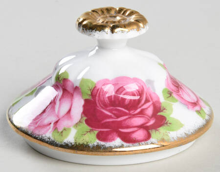 Old English Rose (Brushed Gold Trim) Lid for Sugar Bowl