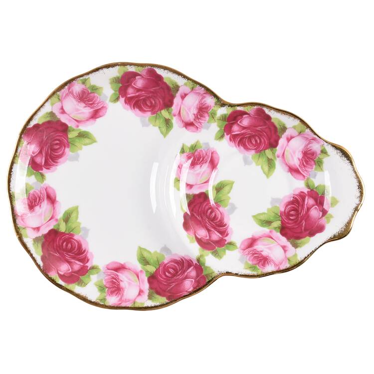 Old English Rose (Brushed Gold Trim) Snack Plate
