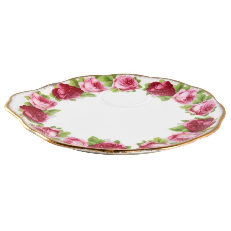Old English Rose (Brushed Gold Trim) Snack Plate