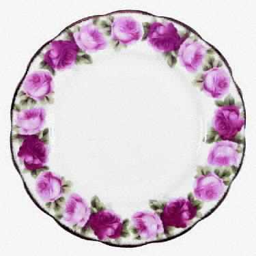 Old English Rose (Brushed Gold Trim) Luncheon Plate