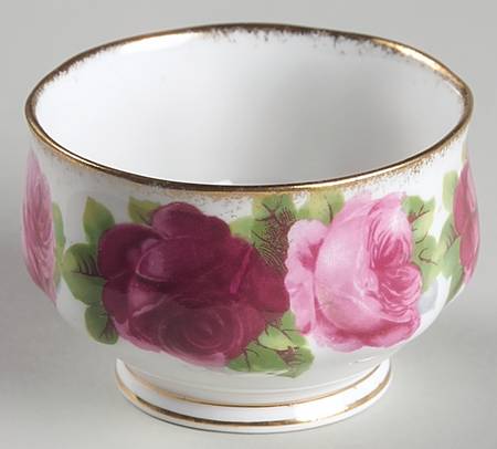 Old English Rose (Brushed Gold Trim) Mini Open Sugar Bowl