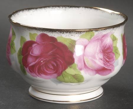 Old English Rose (Brushed Gold Trim) Mini Open Sugar Bowl